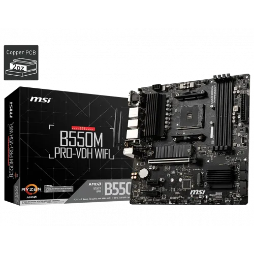 Материнская плата MSI B550M PRO-VDH WIFI (Micro-ATX, AM4, DDR4, PCIe 4.0, Wi-Fi)